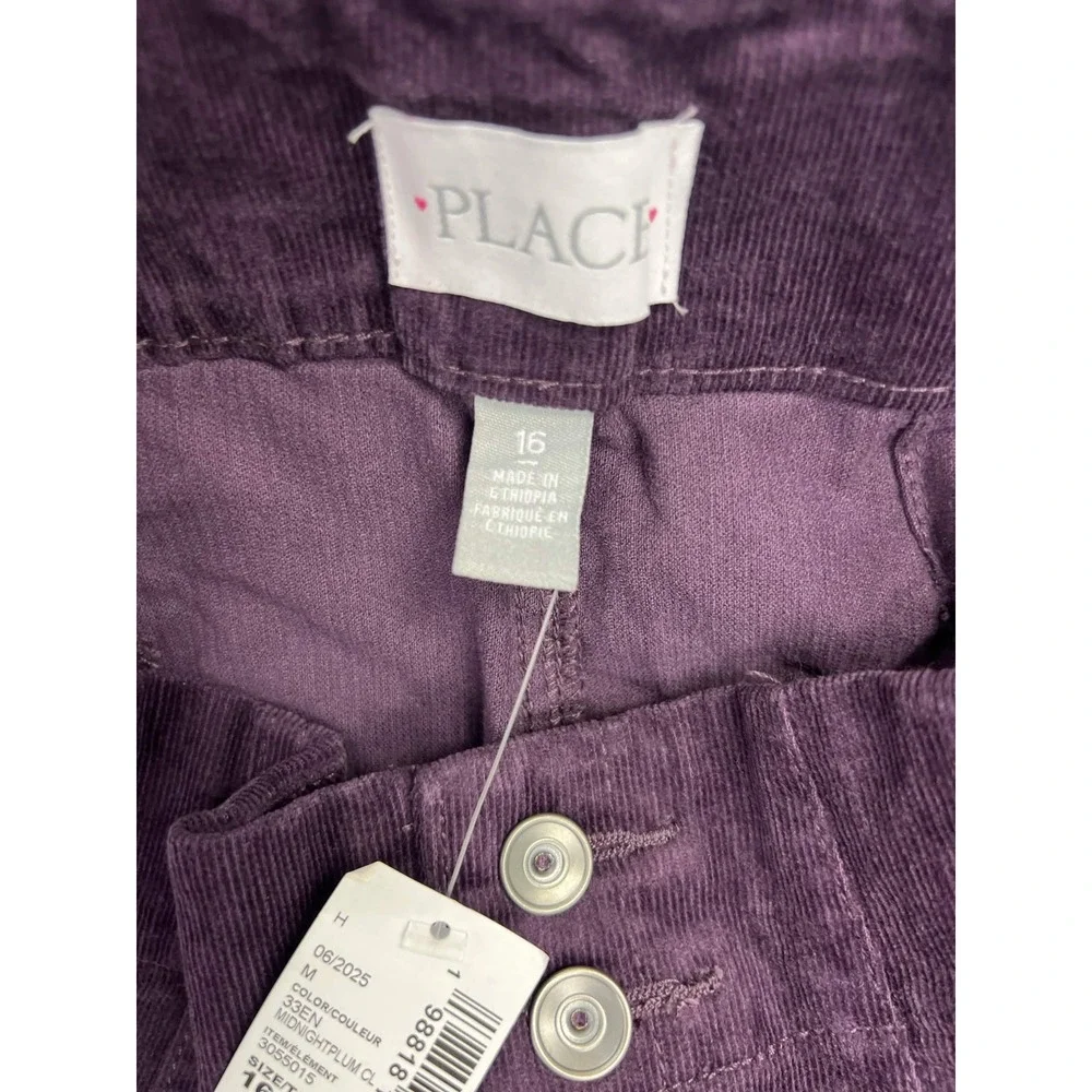 New The Children's Place Girls Midnight Plum Corduroy Flare Pants Size 16 NWT